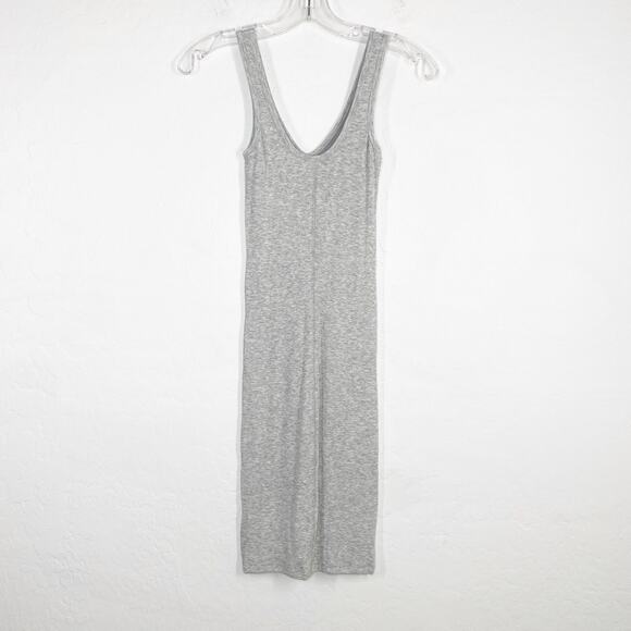 Olivaceous Gray Ribbed V Neck Tank Tshirt Bodycon Lined Mini Dress Medium M NWOT - Picture 6 of 10
